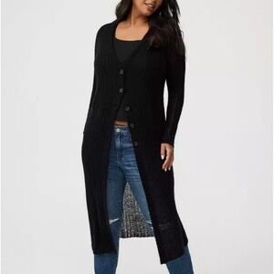 TORRID NWT  Women's Black Open-Front  Knit Long Cardigan Sweater Sz 3 (3X) 22-24